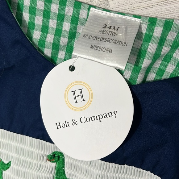 Smocked Dinosaur Baby Romper Size 24 Month. NWT - Picture 7 of 7